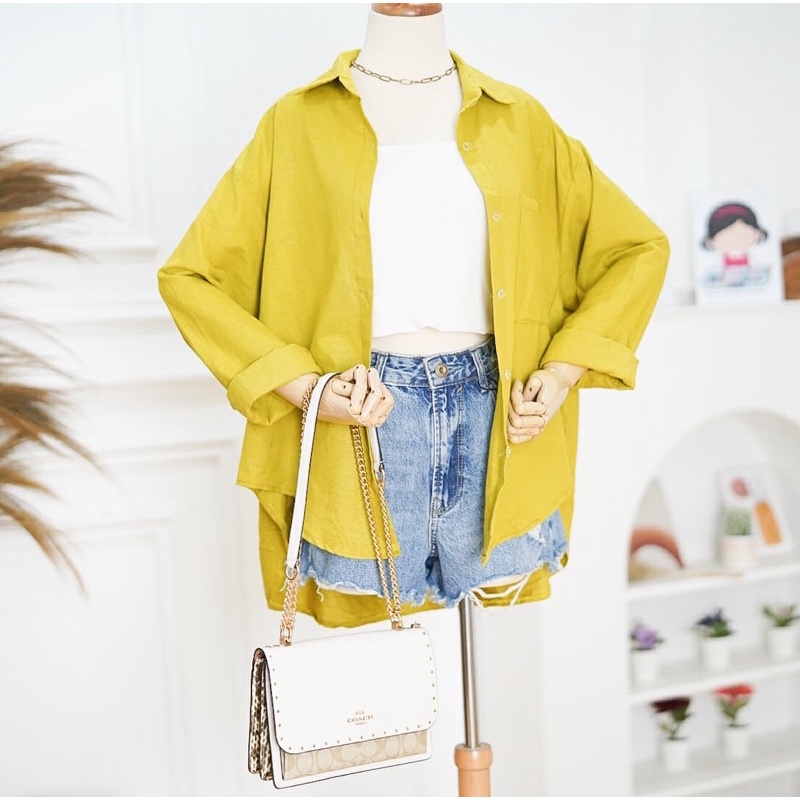 GFS KEMEJA OVERSIZE LINEN SHIRT POCKET KANTONG BYA