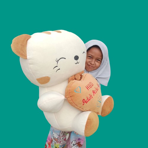 BONEKA KUCING CANTIK JUMBO COSTUM nama atau photo