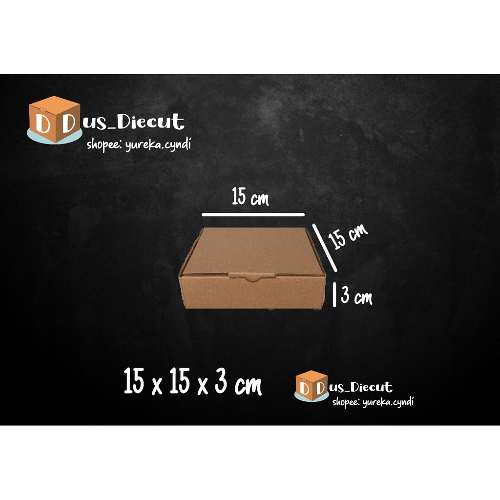 

Kardus die cut uk. 15x15x3 cm (model box pizza)