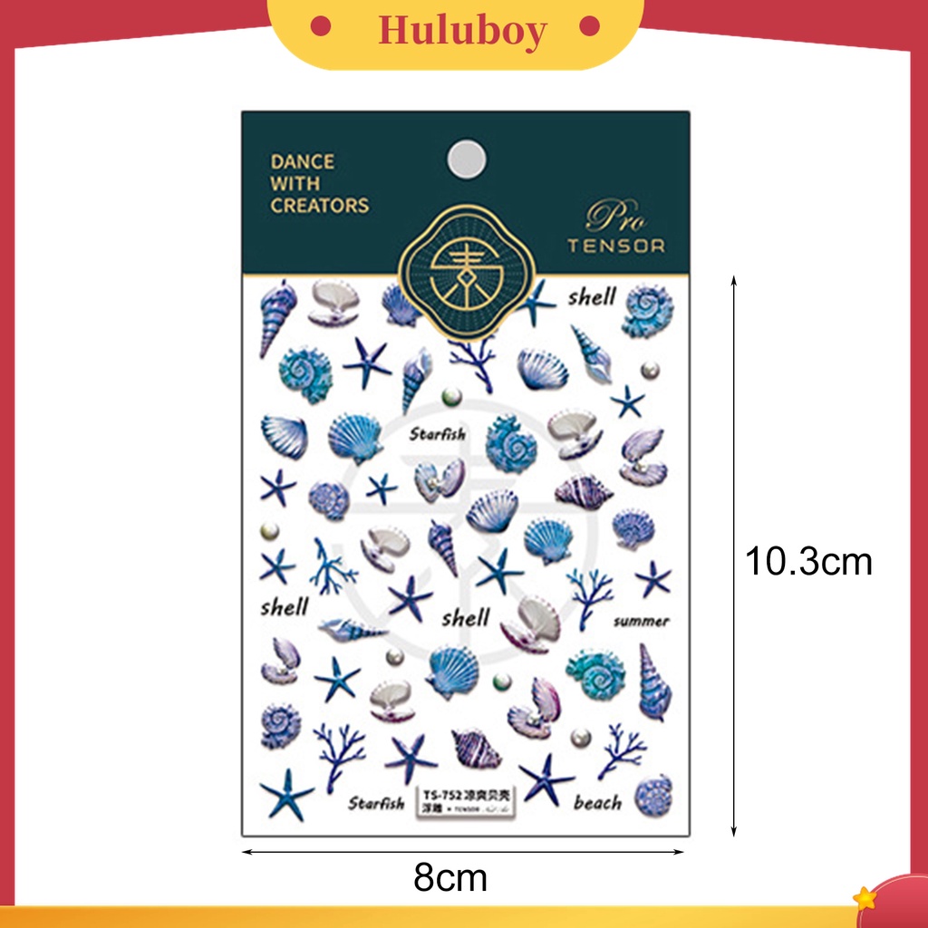 Huluboy Huluboy♡ Stiker Kuku Motif Bintang Laut / Kerang / Ombak Laut Untuk Manicure / Nail Art