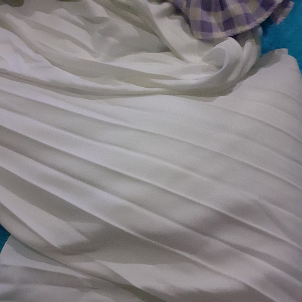 V256wht - Rok Plisket Prisket Putih Tanpa Furing Pleated Skirt Flare Skirt Mayung