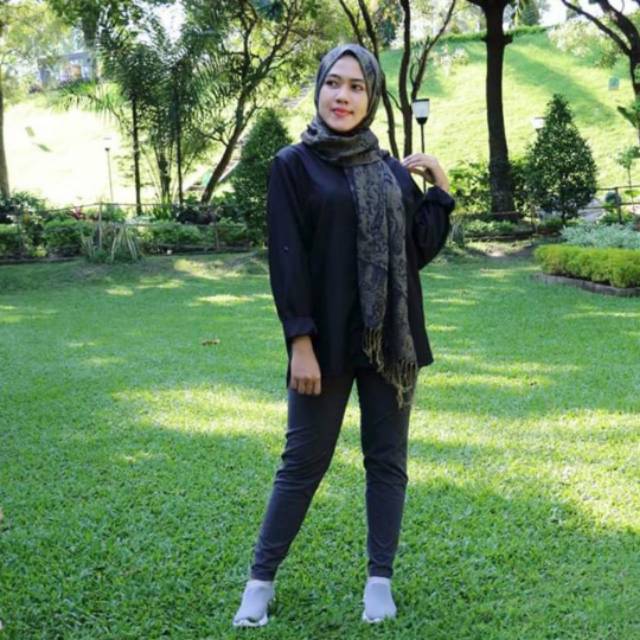 Kemeja Wanita Hitam All size TOYOBO ORIGINAL-1