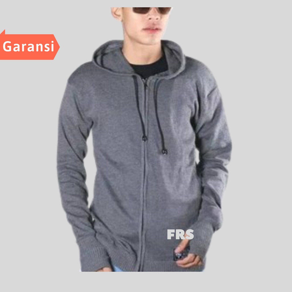 Cardigan Rajut Sweater Tebal Panjang Hoodie Rajut Wanita Jaket Distro Switer Rajut Pria Abu Tua