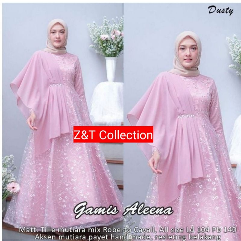 [REAL PICk] Gamis terbaru Gamis Brokat Tille Mutiara Dress Brokat Terbaru Gamis Brokat Lebaran.