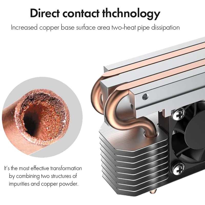 Ineo M.2 2280 SSD Rocket Heatsink Built-in Cooling Fan,with 4 Pure Cooper Heatpipes and 30mm RPM Fan