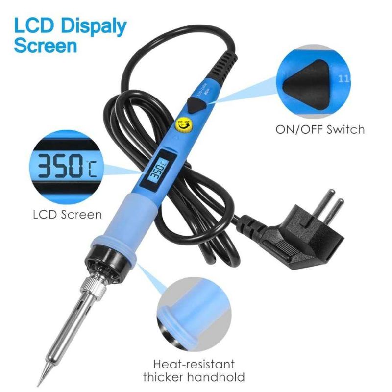 Set Solder Electric Indikator LCD Soldering Iron 220V 80W - S6 - Biru