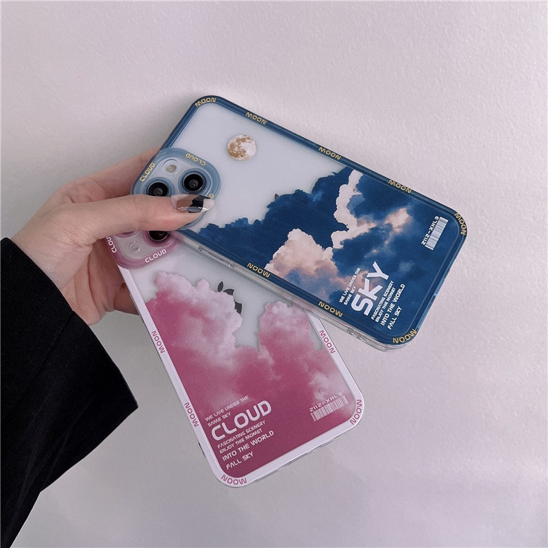 Art style Clouds Straight Cube Edge transparent Case For iPhone 11 Pro Max 11 Pro 11 XS Max XR XS X 7 8 6 6S Plus SE 2020 Soft Cover