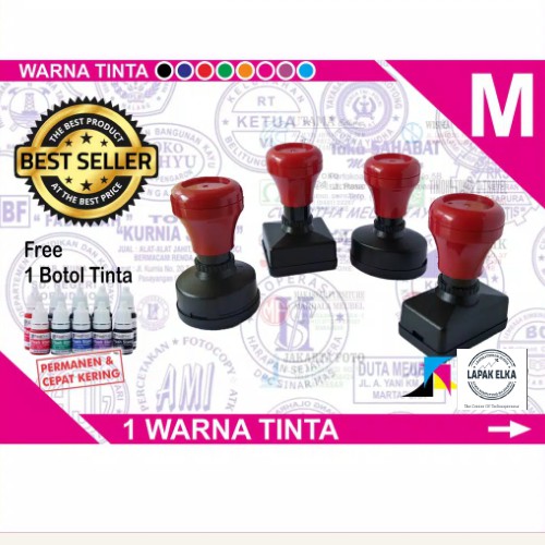 

STEMPEL FLASH WARNA FREE DESIGN LOGO & TULISAN + TINTA REFILL