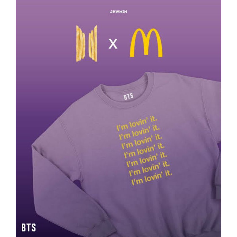 Basic Sweater BTS x mcd Im lovin it sablon kuning