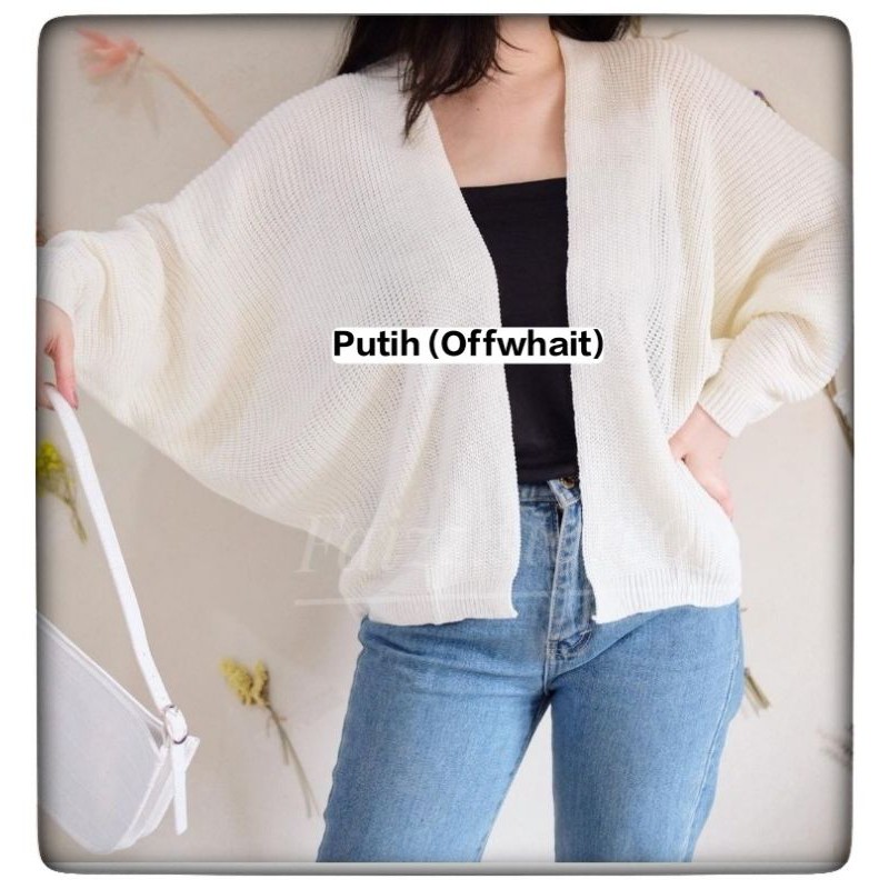 Cardigan Rajut OVERSIZE BATWING/Cardigan Rajut Wanita Tebal PREMIUM STORE09 MURAH-Putih (Offwhait)