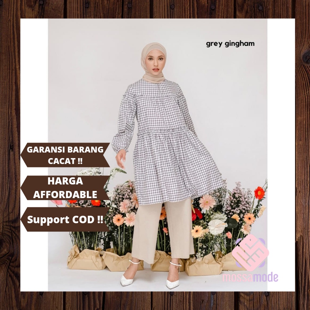 GRISELDA TUNIK - Atasan Tunik Kotak Kotak Rayon Wanita