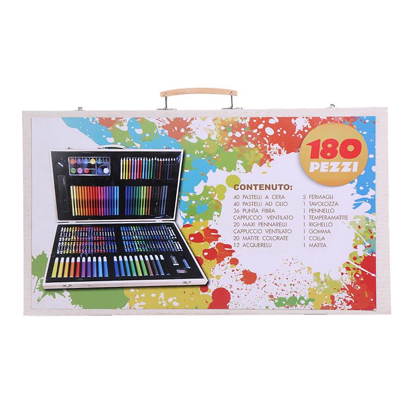 180PCS Crayon Set Alat Gambar Box Kayu  Alat Tulis Lukis 