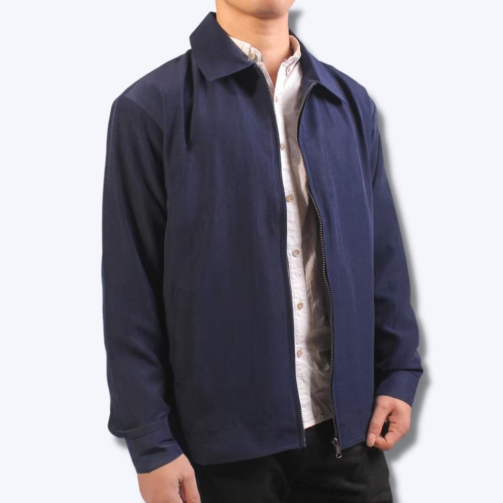 Jas Jaket Polos Simpel Seragam Jasket Biru Dongker Navy Formal Pria Guru Kampus Jaket Ustadz Polos Navy Jas Cowok Oversize Murah