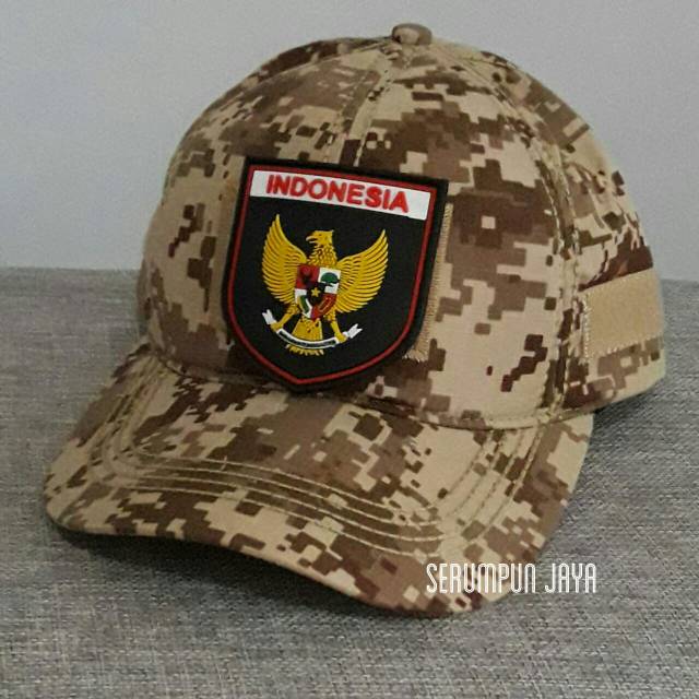 TOPI ARMY TACTICAL VELCRO + PATCH GARUDA