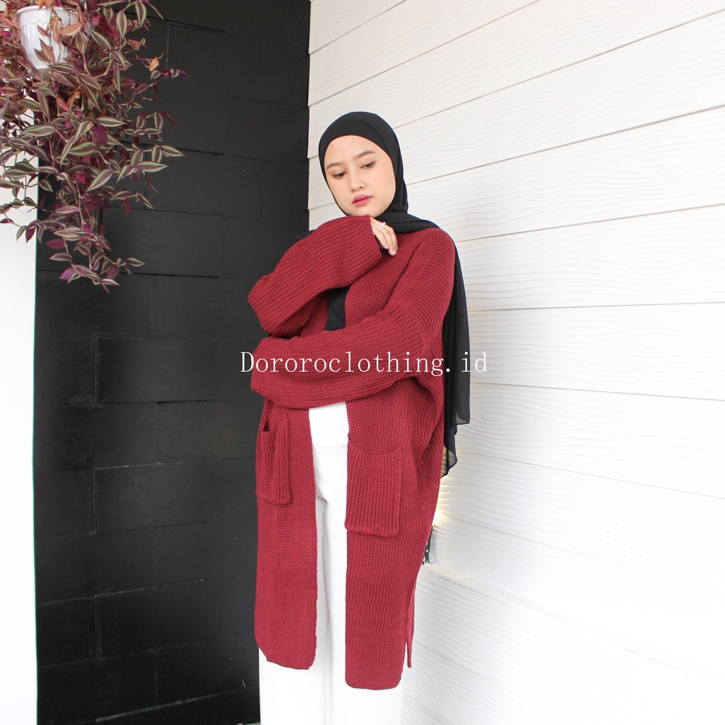 LONG KARDIGAN OVERSIZE RAJUT JUMBO | CARDIGAN TUNIK JUMBO RAJUT TEBAL