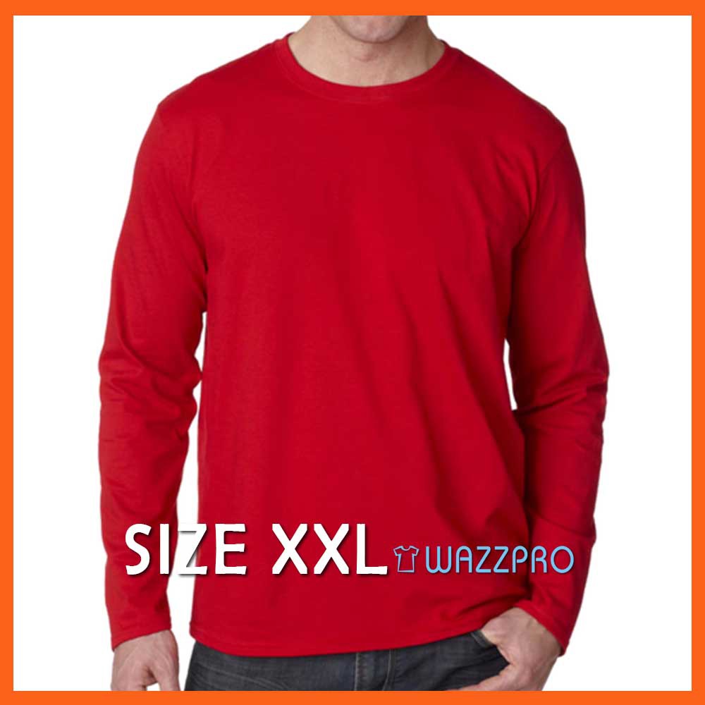 XXL Kaos Polos Distro Pria Wanita Cotton Combed 30s Lengan Panjang Merah Cabe/ Baju Polos Cowok XXL