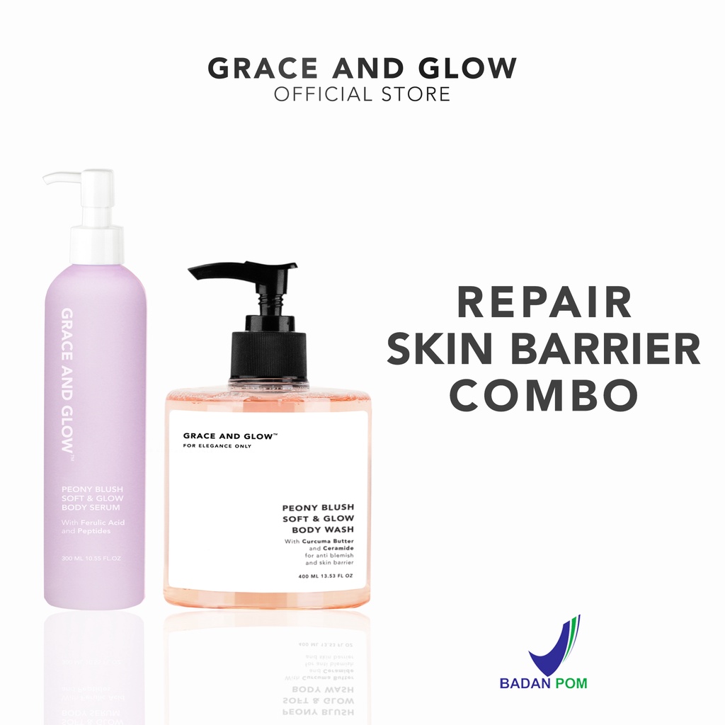 Grace and Glow Peony Blush Soft &amp; Glow solution Body Wash + Body Serum For Anti Blemish and Skin Barrier Ferulic Acid &amp; Peptides