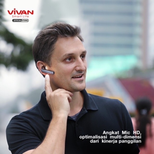 Hf Headset Earphone Bluetooth VIVAN Chat 100 5.0 HD Voice Wook Wireless Original