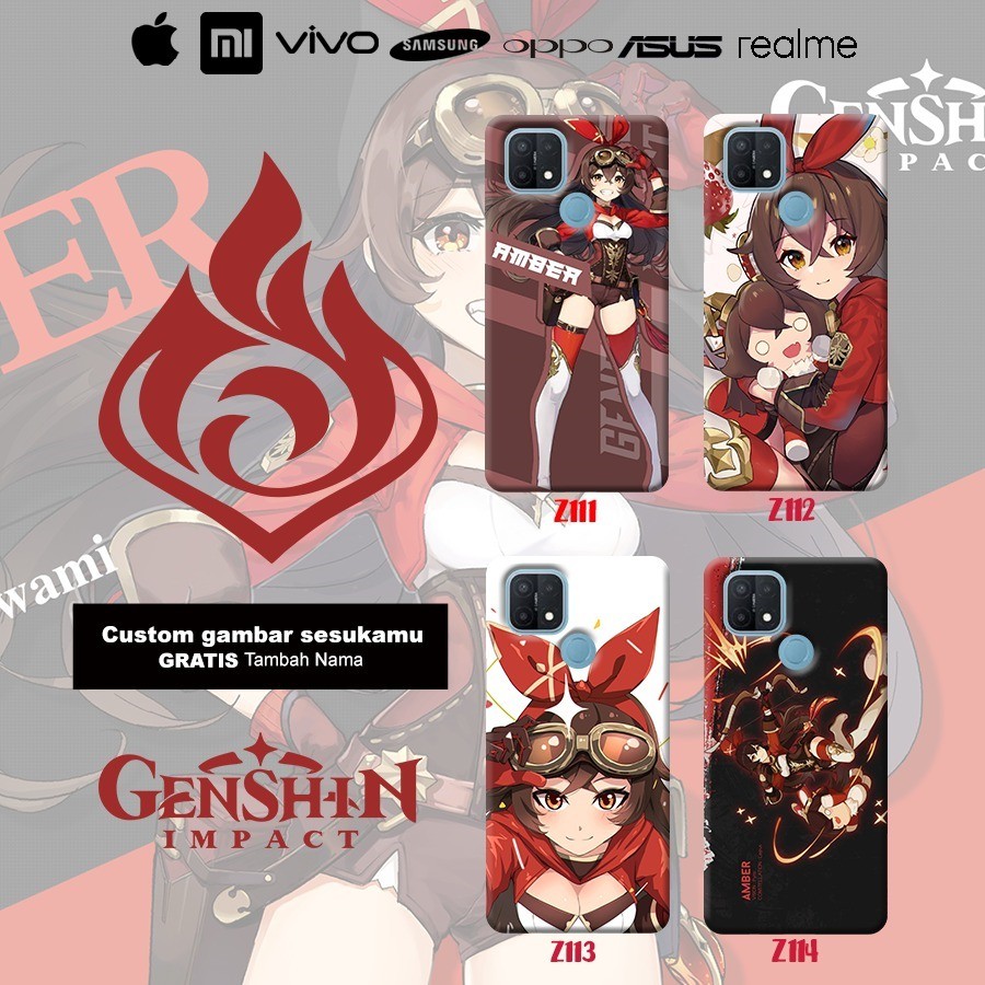 Case casing genshin impact amber ( semua tipe hp ) oppo a15 a12 a11k realme c17 c15 c12 vivo xiaomi
