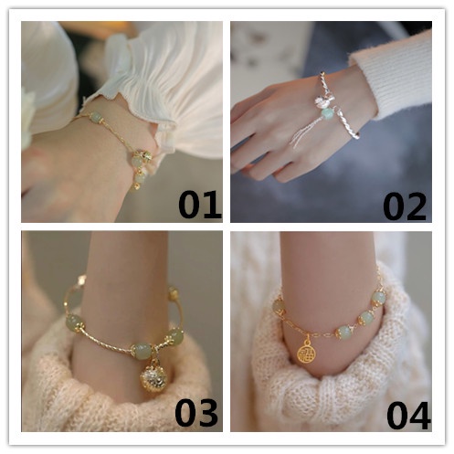 Gelang Bangle Open retro Elegan Adjustable Hias Liontin Lonceng Kristal Untuk Wanita