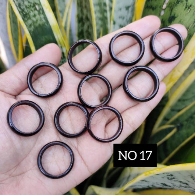 Cincin bulat polos hitam ukuran 17 kokka kaukah asli