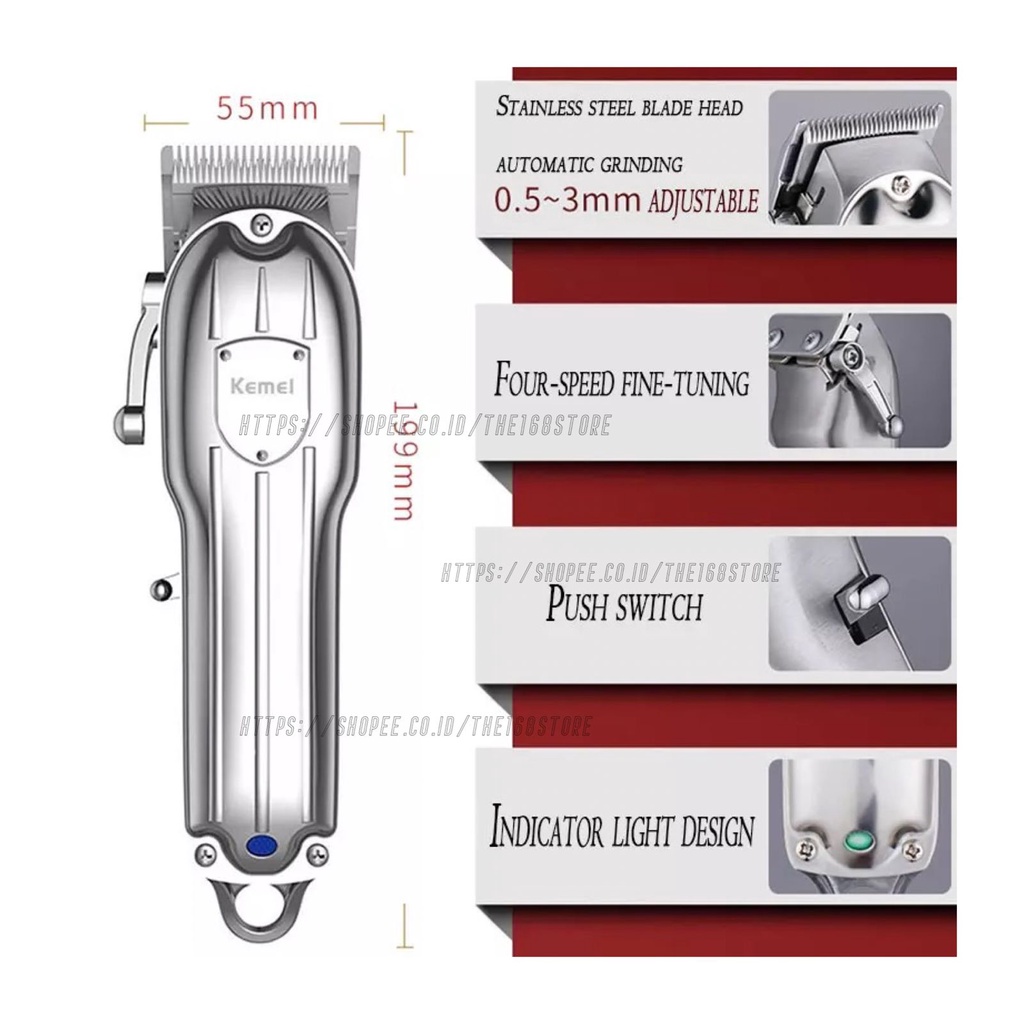 Alat Cukur Rambut Kemei KM-1755  Hair Clipper Professional Elektrik Rechargeable Cukuran KM 1755