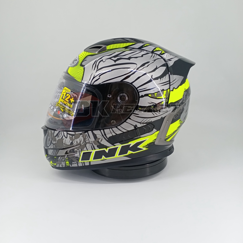 Helm Full Face INK Stealth Motif Wings Black Yellow Double Visor Langka Sekelas Ink Duke Falcon Vend