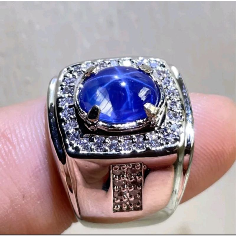 termantul batu blue star safir asli Bangkok 9 mohs siap pakai