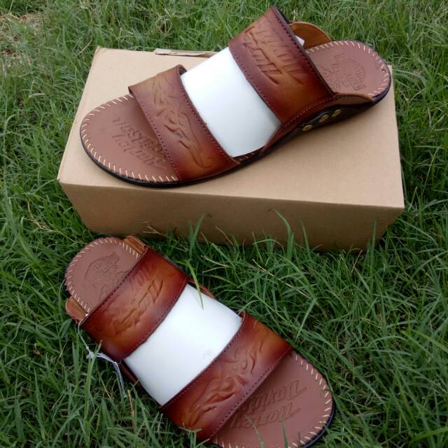 Sandal harley davitsen ban dua coklat tan