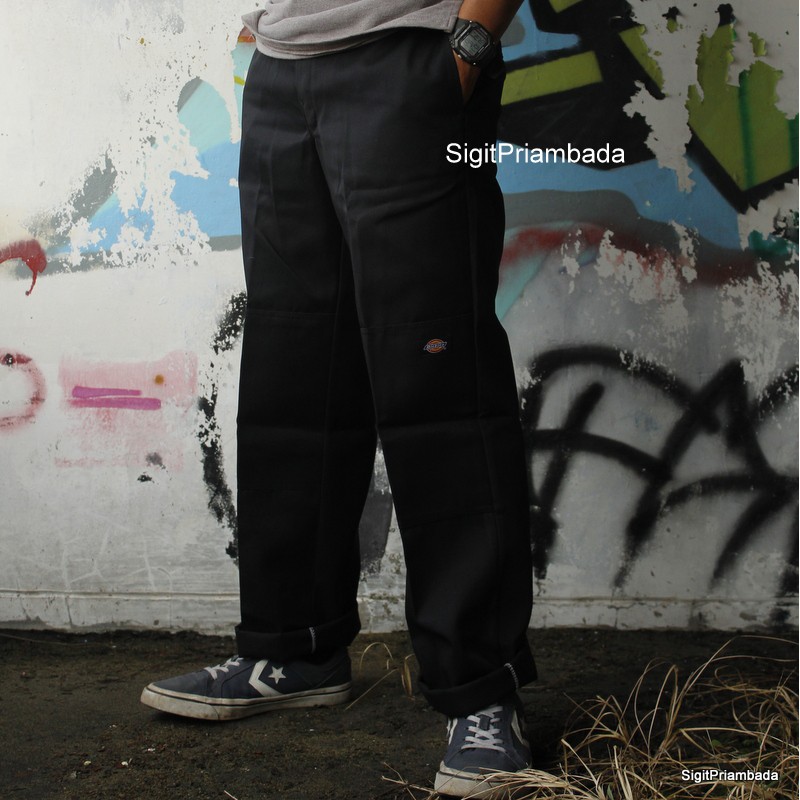 ORIGINAL USA DICKIES 85283 LOOSE FIT DOUBLE KNEE WORK PANTS BLACK