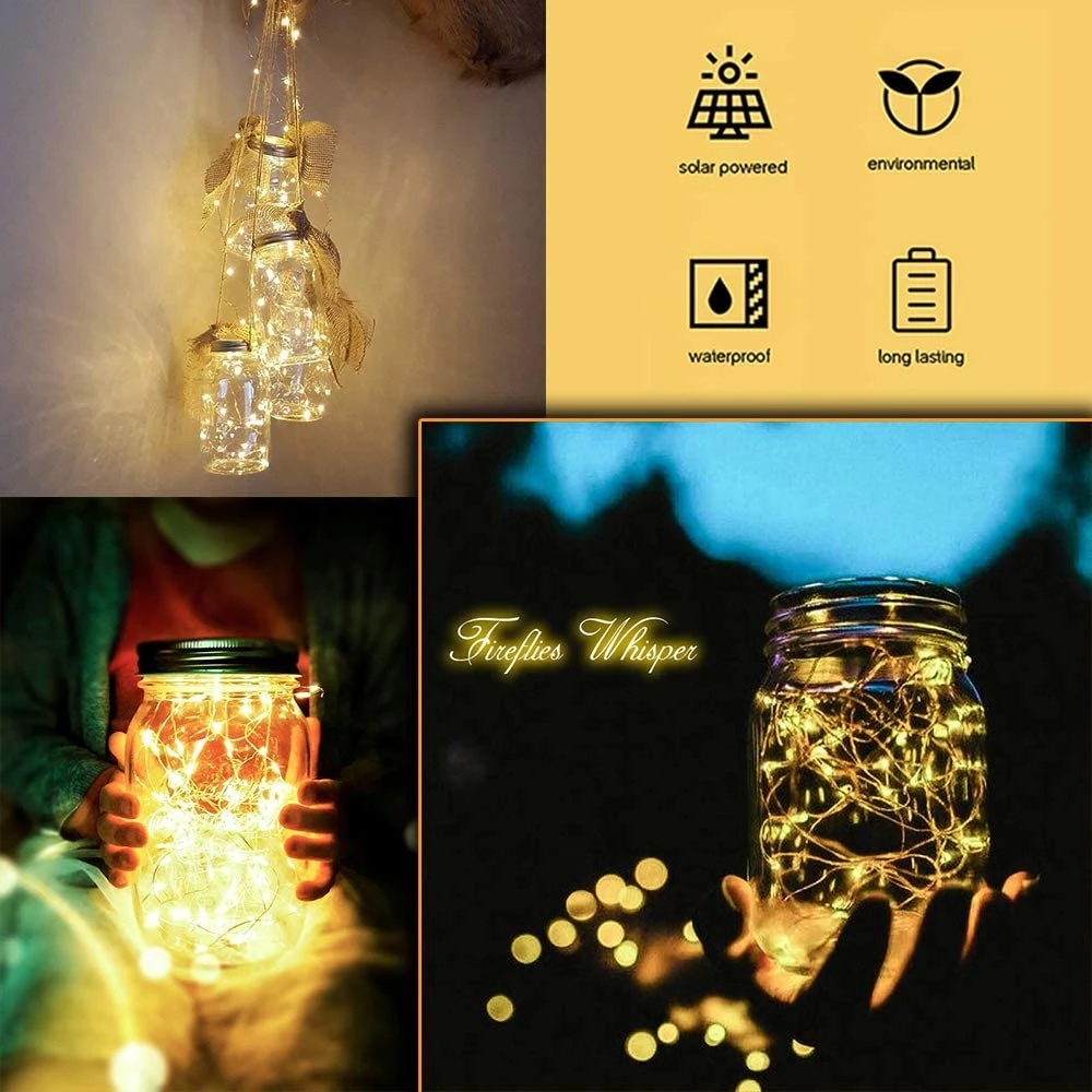 1M / 2M Garland Solar For Mason Jar Lid Insert Color Changing Copper Wire Lights /Wine Bottle Lights Solar Cork Shaped Fairy Light / Outdoor Wedding Decor Led String Lights / Decorative Night Light For Christmas, New Year, Party, Wedding, Birthday