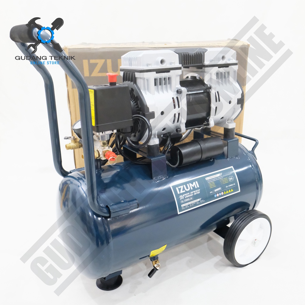 Kompresor Angin Tanpa Oli IZUMI OL1390SS-24 24L / Air Compressor Oilless  IZUMI OL1390SS 24Liter