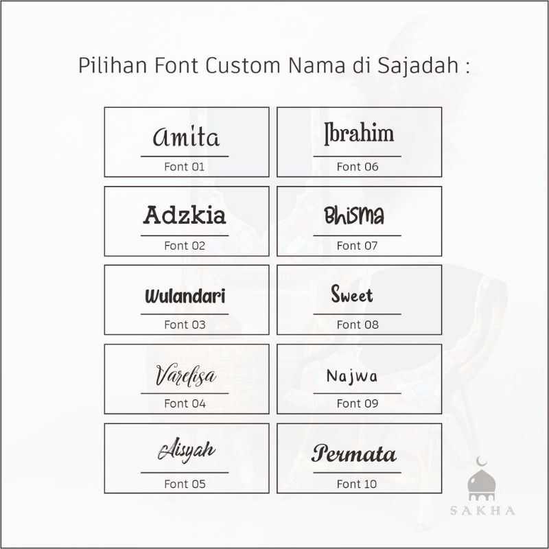 Tambahan Custom Nama Sajadah Sakha