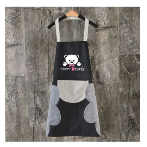 Celemek Masak Motif BEAR Premium Quality - Lap Tangan Waterproof APRON Anti Air Minyak