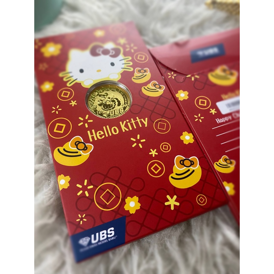 LM UBS Angpao Imlek Hello Kitty 0.1 gram | Logam Mulia Emas 0,1 gram CNY Chinesse New Year Tahun Bar