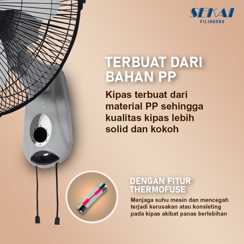 SEKAI Kipas Angin Dinding / Wall Fan 16 lnch 2 Tali WFN 1626