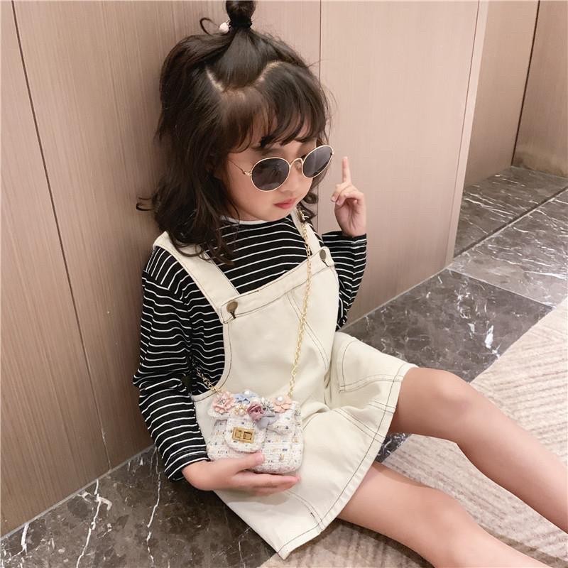 Kids Girls putri Cute Cotton Linen Small Square Handbag Child Sling Bag/Tas Dompet Mini Tali Kepala