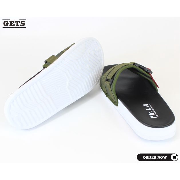 sandal slip on pria casual model terbaru Sendal Pria murah Sendal cowok warna olive