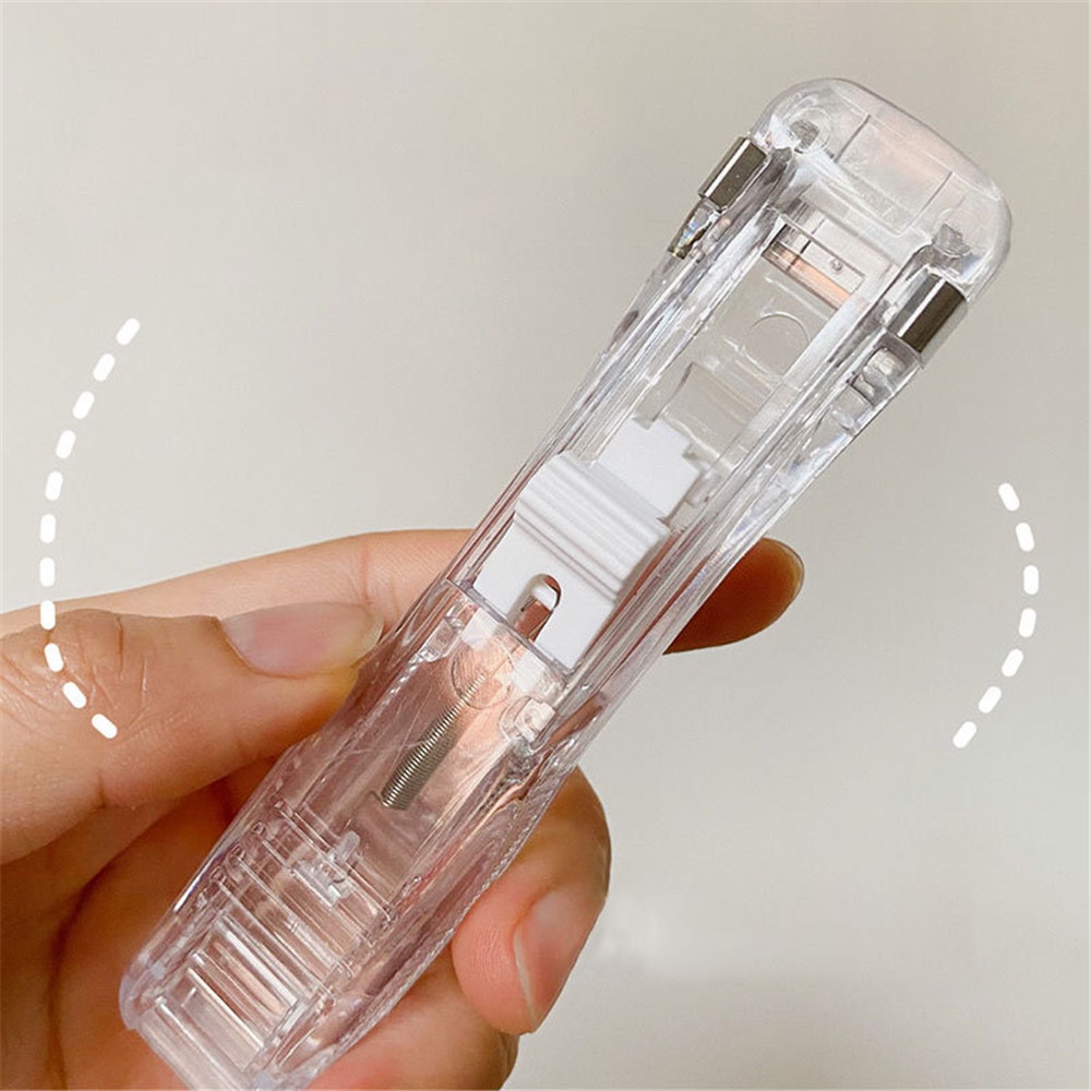 50 Pcs Stapler Klip Kertas Portabel Model Transparan Untuk Sekolah / Kantor