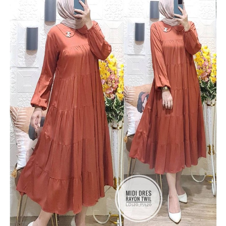 ZAHRA MIDI DRESS// MIDI DRESS KEKINIAN// DRESS ELEGAN// MIDI TERBARU// MIDI DRESS PREMIUM HQ// GEMILANG CLOTHING