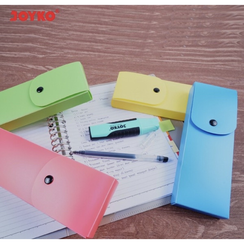 JOYKO PLASTIC PENCIL CASE / JOY-ART KOTAK PENSIL / TEMPAT PENSIL/ PLASTIK TEBAL POLOS BESAR / KECIL RED GREEN YELLOW BLUE - MERAH HIJAU KUNING BIRU