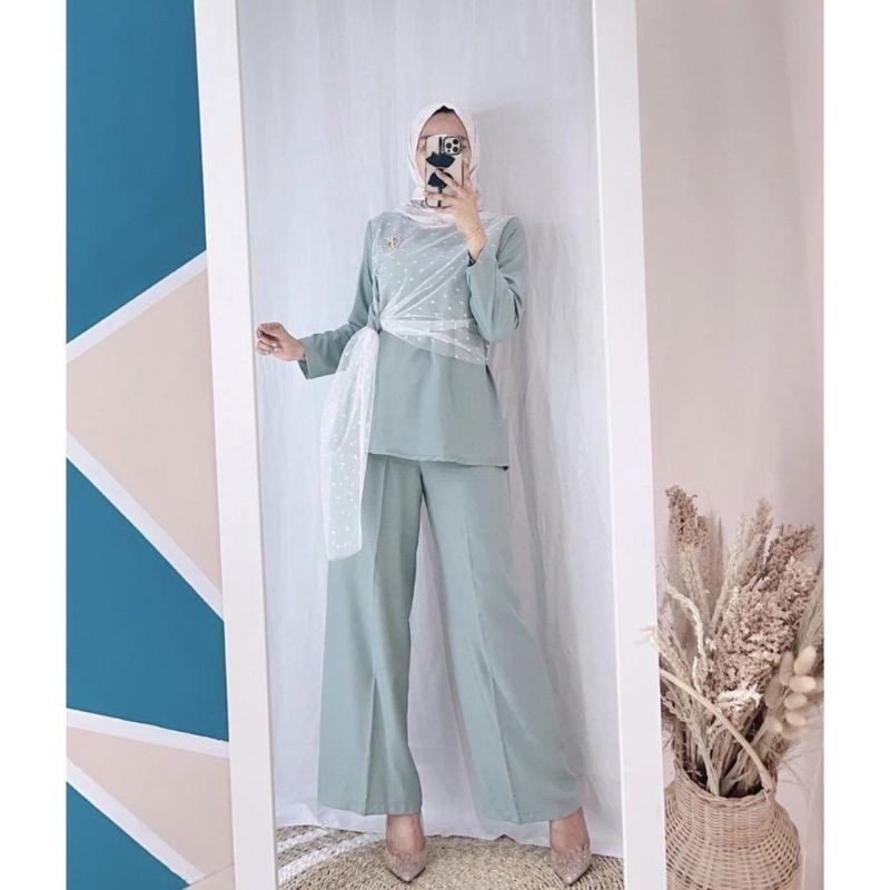 piolita set tile // one set tile dot piolita // daily set cuci gudang setelan celana tile dot