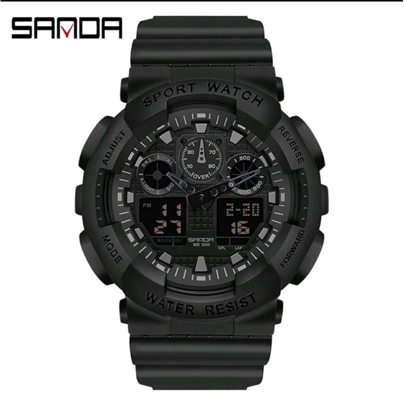 Jam Tangan SANDA Jam Tangan Pria Digital Analog Tali Rubber Chronograph Anti Air