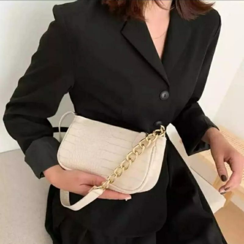 dem_sare / DS1099 - MALIKA Shoulder Bag Tas Bahu Wanita Kekinian Tas Selempang Wanita Fashion Croco Rantai