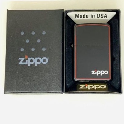 COD- jual murah korek api logo zippo hitam mate list merah grade ori