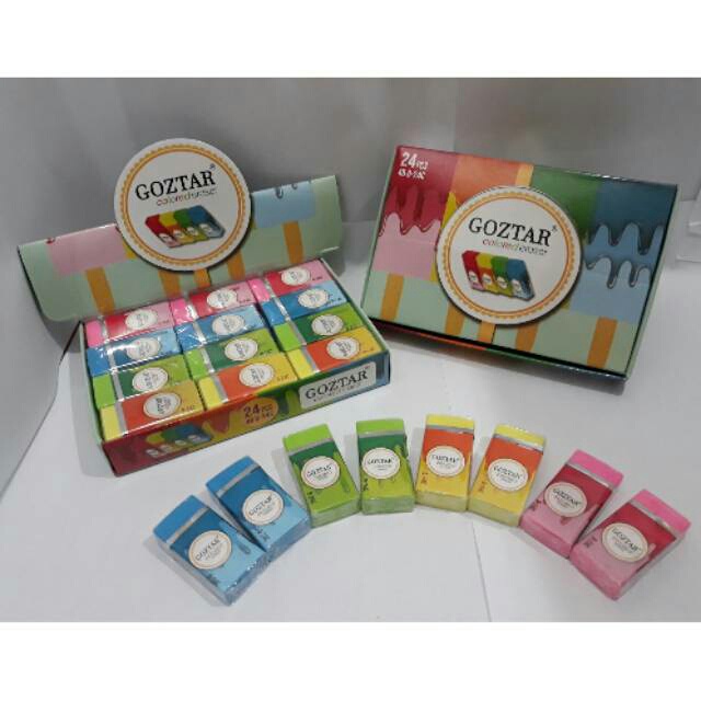 

[1 pak] penghapus pelangi Goztar isi 24 pcs /penghapus warna-warni 40 pcs