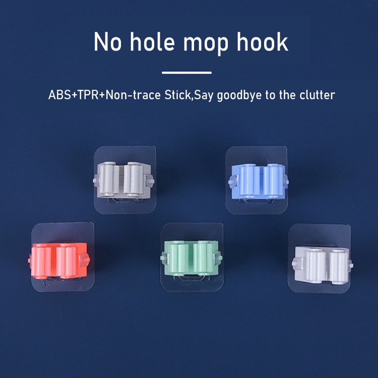 [Wall Mounted Mop Organizer Holder ][Bathroom Self Adhesive Wall Sticker Floor Mop Clip ][Nail-Free Space Saving Mop Storage Rack][ Multifunctional Organizer Shelf]