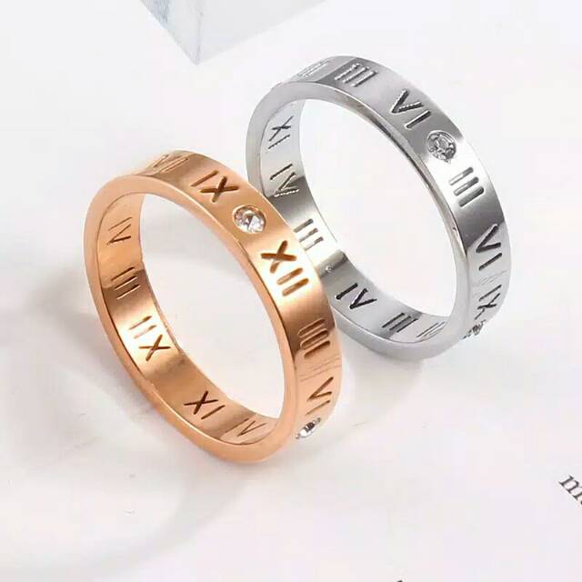 GG cincin Angka Romawi Titanium Premium# CC-111