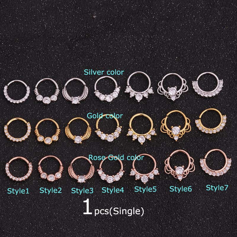 1pcs Anting Tragus Rook Helix Piercing Hidung Hoop Ring 8mm