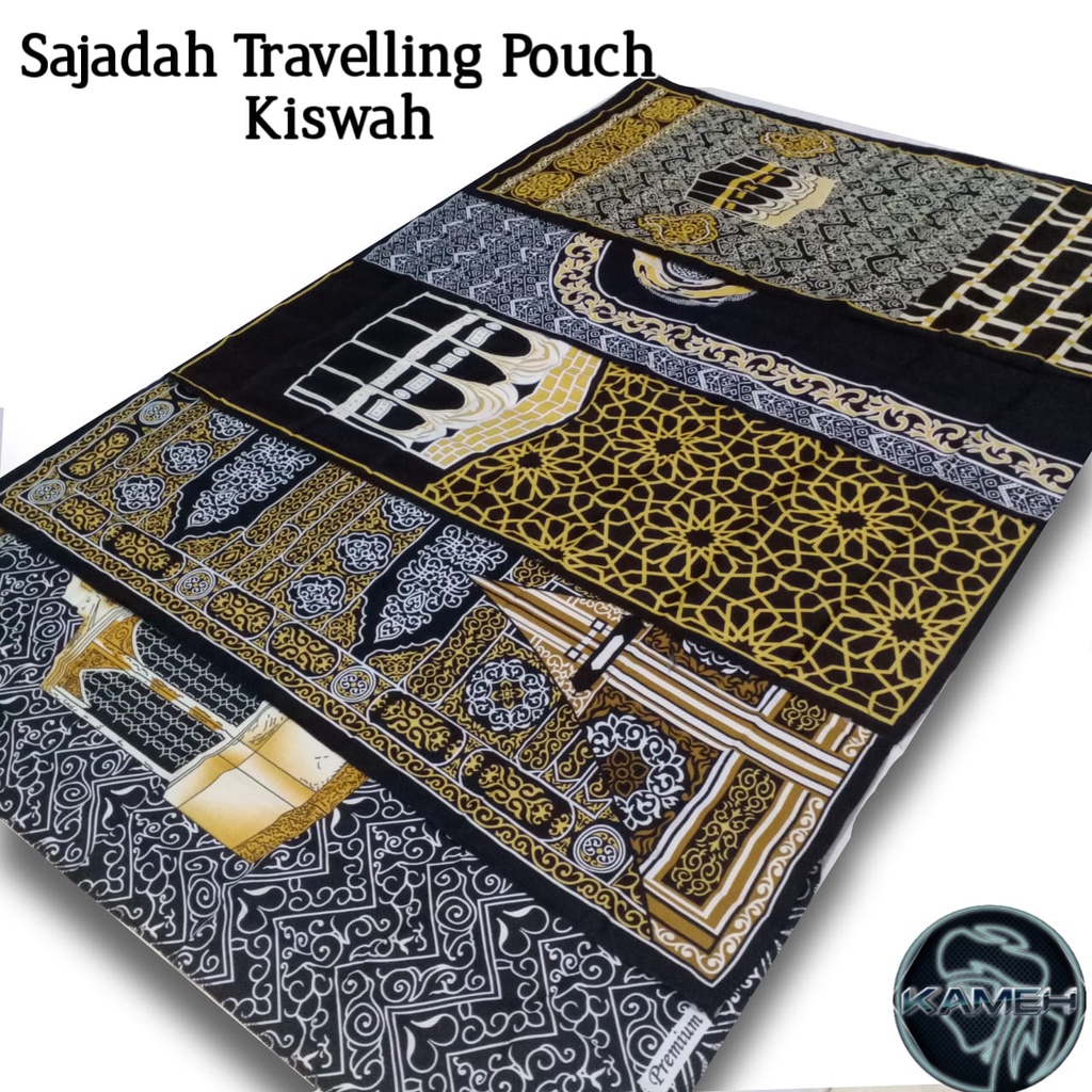 Sajadah Travelling Pouch Motif Ka'bah Kiswah Premium